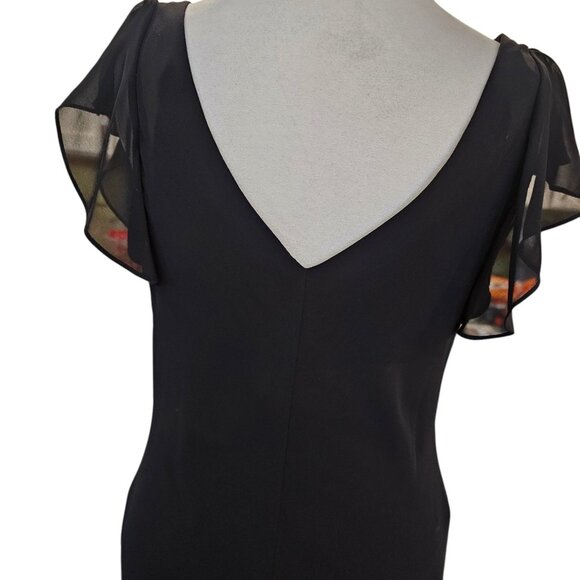 Y2K Black Midi Dress Cocktail Size 14 Assymetrical Whimsigoth Embroidered Beaded - Picture 9 of 13